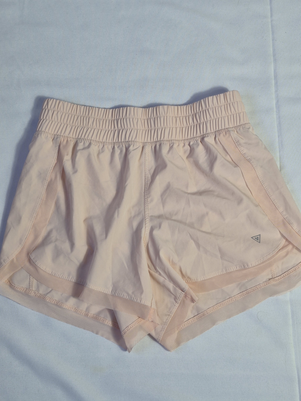 YOGASMOGA Womens Mesh Trim Active Lined Athletic Shorts Sz S baby pink premium